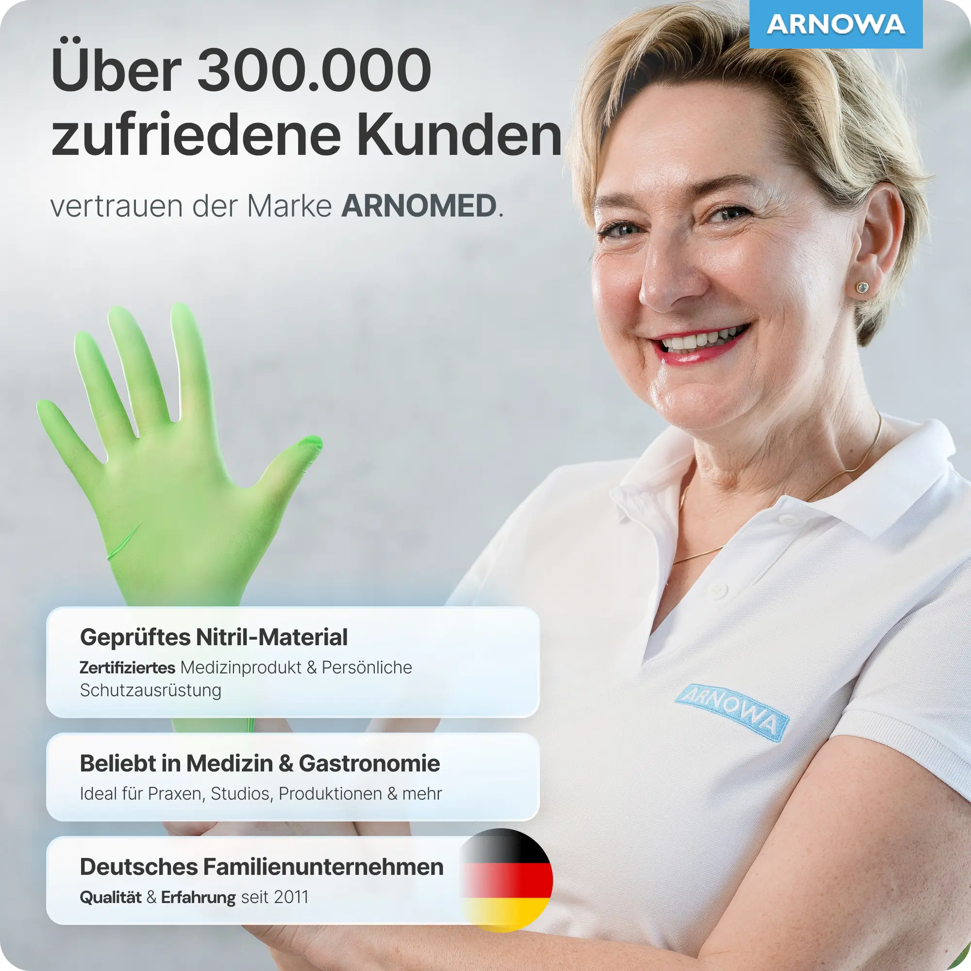 ARNOMED RAINBOW NITRIL LIME GREEN Nitrilhandschuhe grün puderfrei, hochwertige latexfreie Nitril-Einmalhandschuhe für Medizin, Pflege, Labor und Gastronomie von ARNOMED, VE 100 Stück