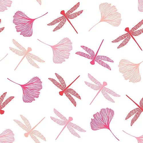 PAPSTAR Servietten rose Ginko 40 x 40 cm, 3-lagig, mit rosa und roten Ginkoblättern und Libellen, umweltfreundliche Tissue-Servietten, Artikel 88599