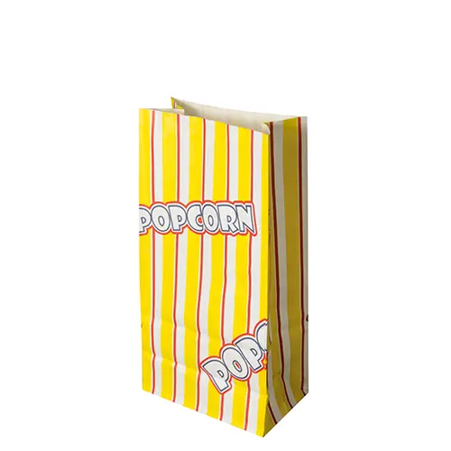 PAPSTAR Popcorn Tüten, Pergament-Ersatz 1,3 l, fettdichte Popcorntüte aus Kraftpapier im gelb-rot gestreiften Kino-Design, Artikel 86616
