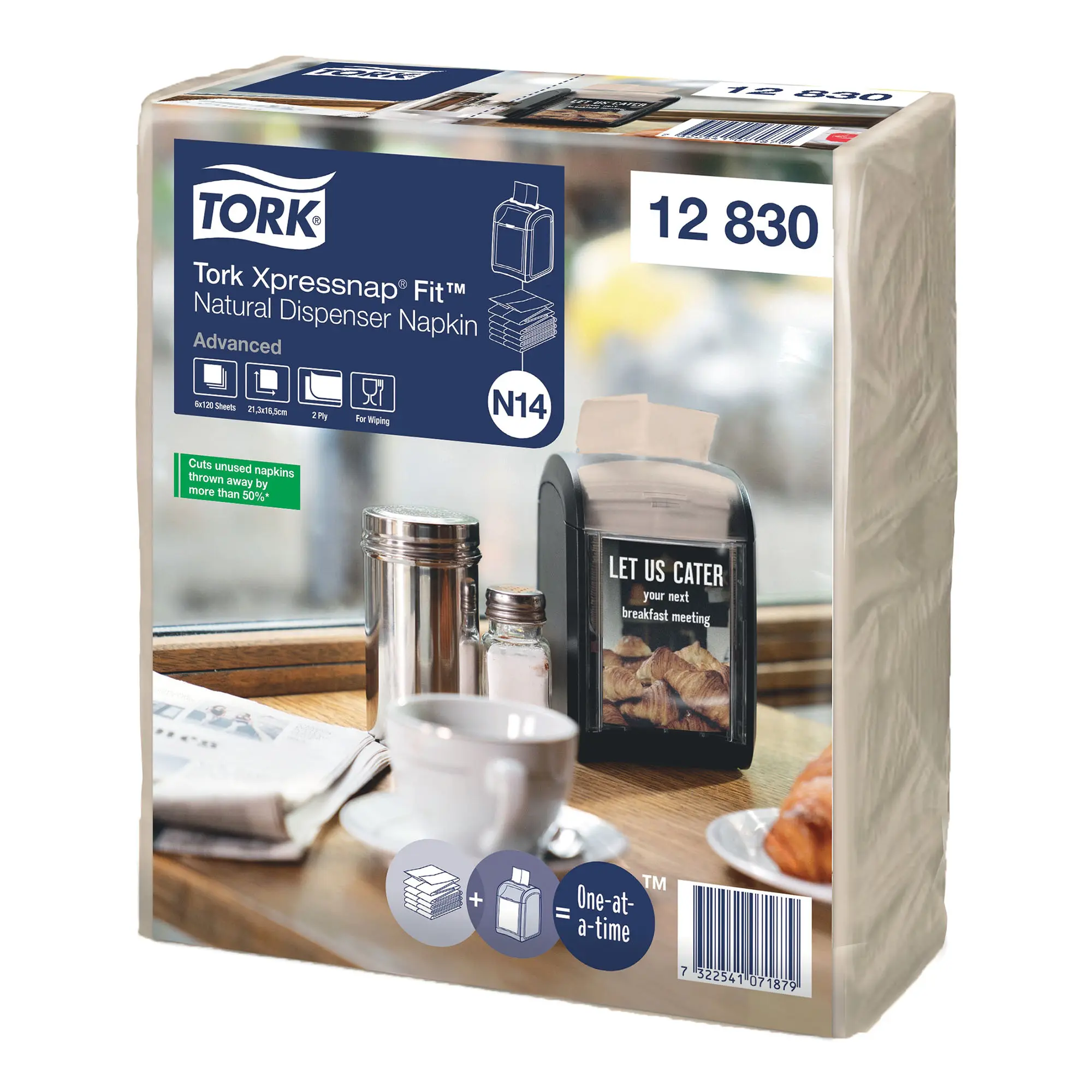 Tork 12830 Advanced Xpressnap Fit Spenderserviette N14 Multifold Z, 10,7 x 8,3 cm, 2-lg, natur