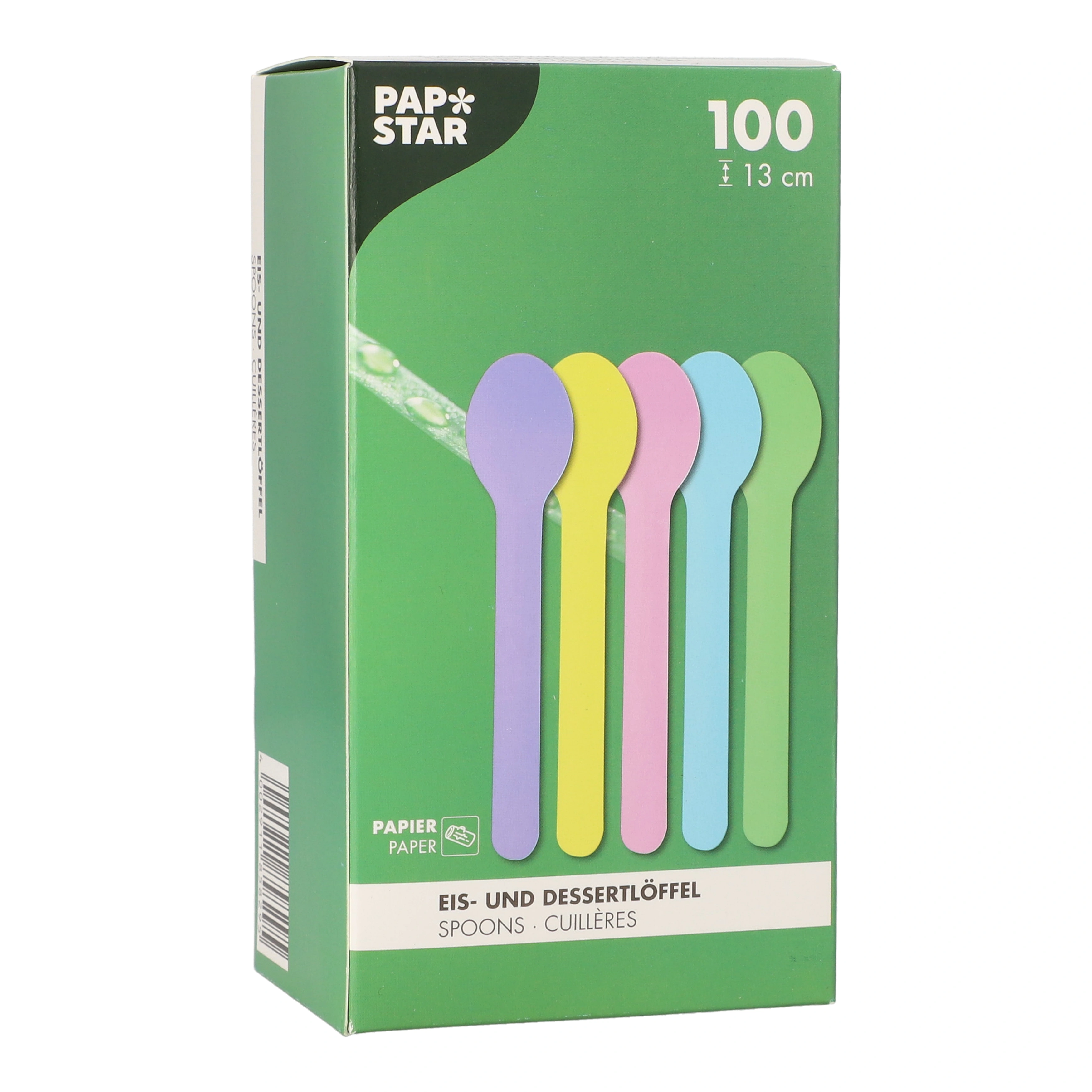 PAPSTAR Eis- und Dessertlöffel Papier 13 cm farbig sortiert, 10 x 100 Stück