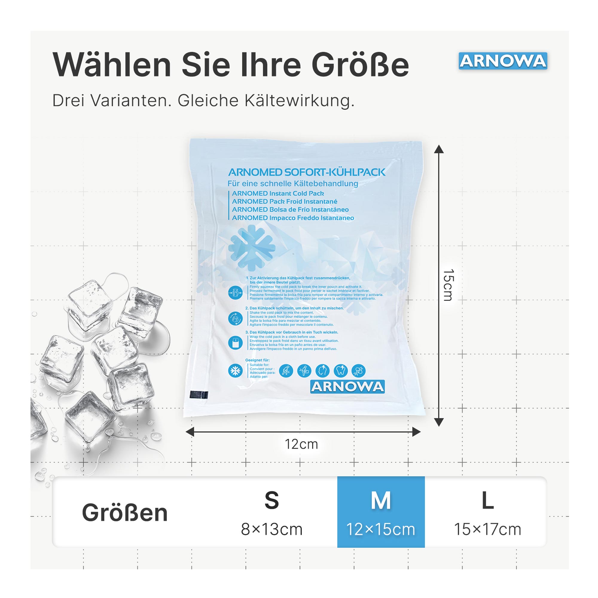 ARNOMED Sofort-Kühlpack zur Kältebehandlung, Einweg, 5 Stück