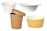 Papier Suppenbecher und Schalen in verschiedenen Größen und Farben für Take-away und To-go Speisen, kompostierbar und nachhaltig