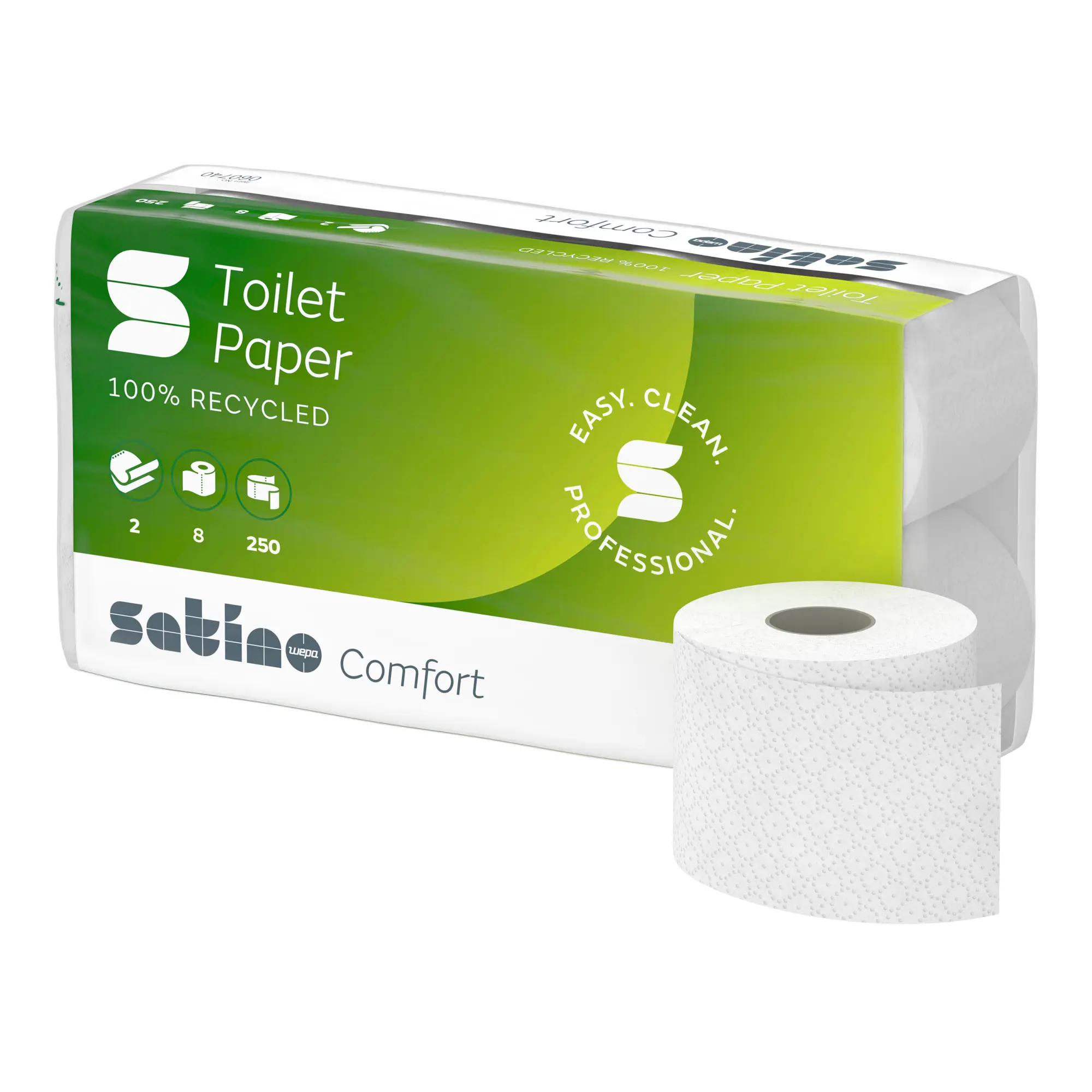 Satino by Wepa comfort Toilettenpapier Recycling, 2-lagig, 250 Blatt 64 Rollen 060740_1