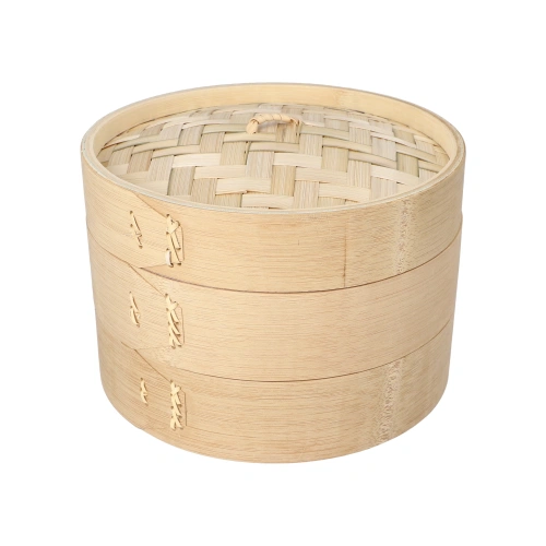PAPSTAR Dampfgarer Bambus "ASIA" Ø 21 cm, 13,5 cm 3-teilig, 8 x 1 Stück
