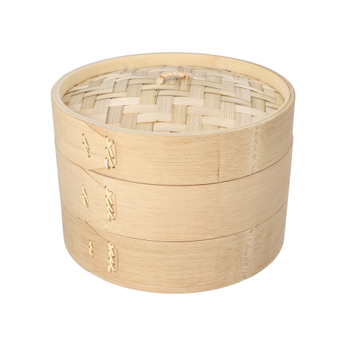 PAPSTAR Dampfgarer Bambus "ASIA" Ø 21 cm, 13,5 cm 3-teilig, 8 x 1 Stück