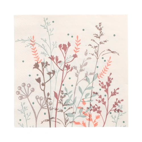 PAPSTAR Servietten, 3-lagig 1/4-Falz 33 cm x 33 cm "Wild Grasses", 10 x 20 Stück