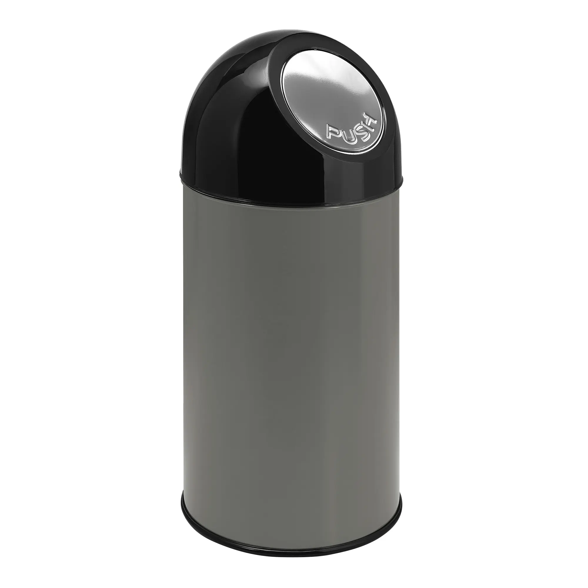 V-Part Abfallbehälter Edelstahl-Pushklappe 40 Liter metallic/schwarz 31000395_1