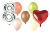 Luftballon Set mit silberner Zahl 8, rotem Herzballon und bunten Latexballons für Party Deko, Artikelnummer 8HERZ-SET