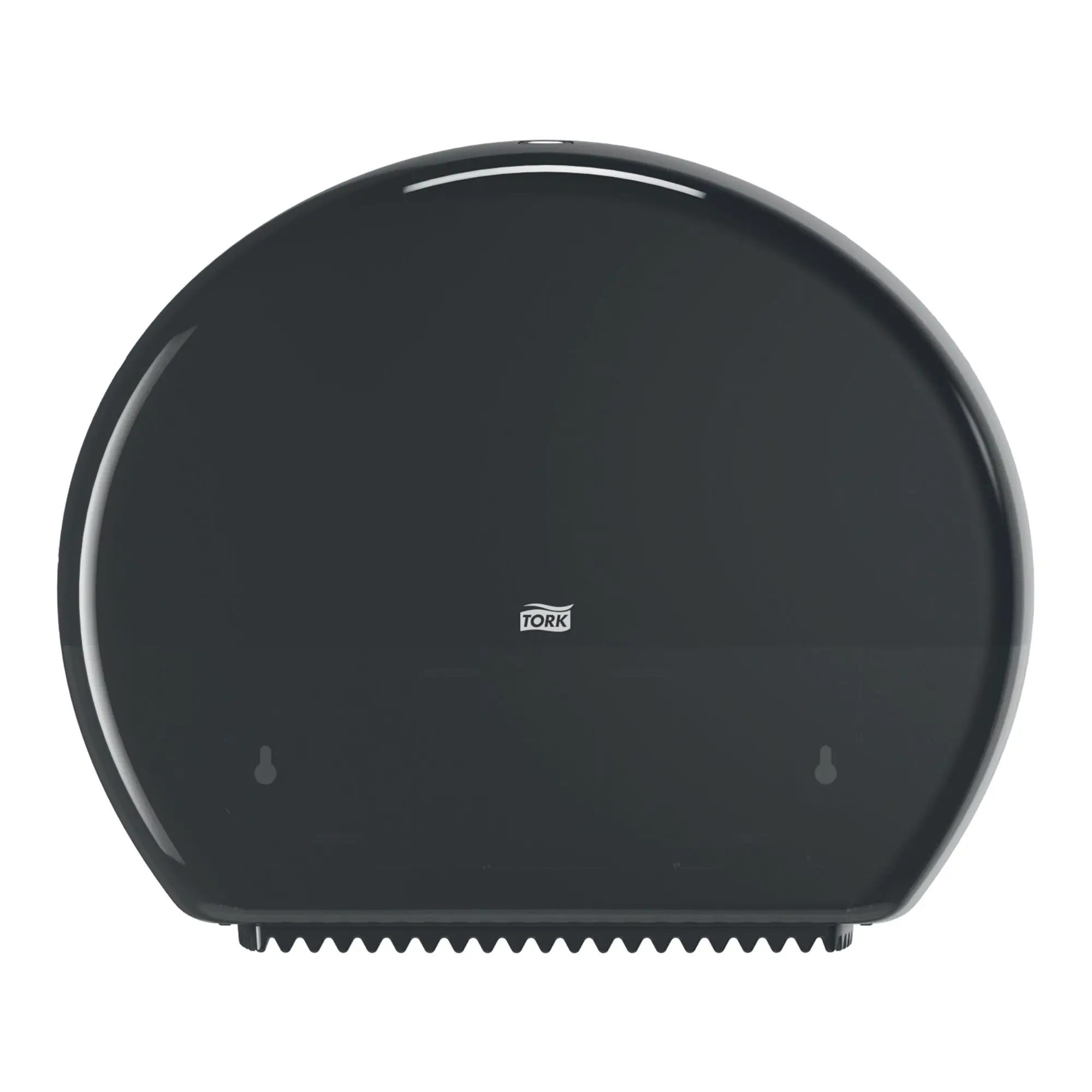 Tork Elevation Toilettenpapierspender Midi Jumbo T1 aus schwarzem Kunststoff mit abschließbarem Gehäuse und Sichtfenster für hochfrequentierte Waschräume, Art.-Nr. 554008