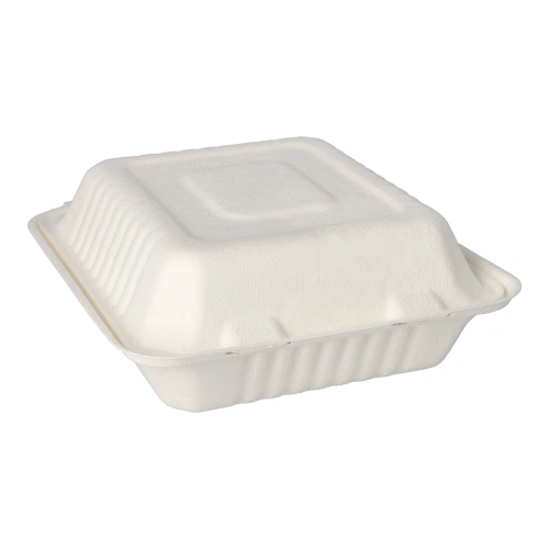 PAPSTAR Menüboxen, Zuckerrohr "pure" 3-geteilt 7,7 cm x 20 cm x 22 cm weiß, 4 x 50 Stück