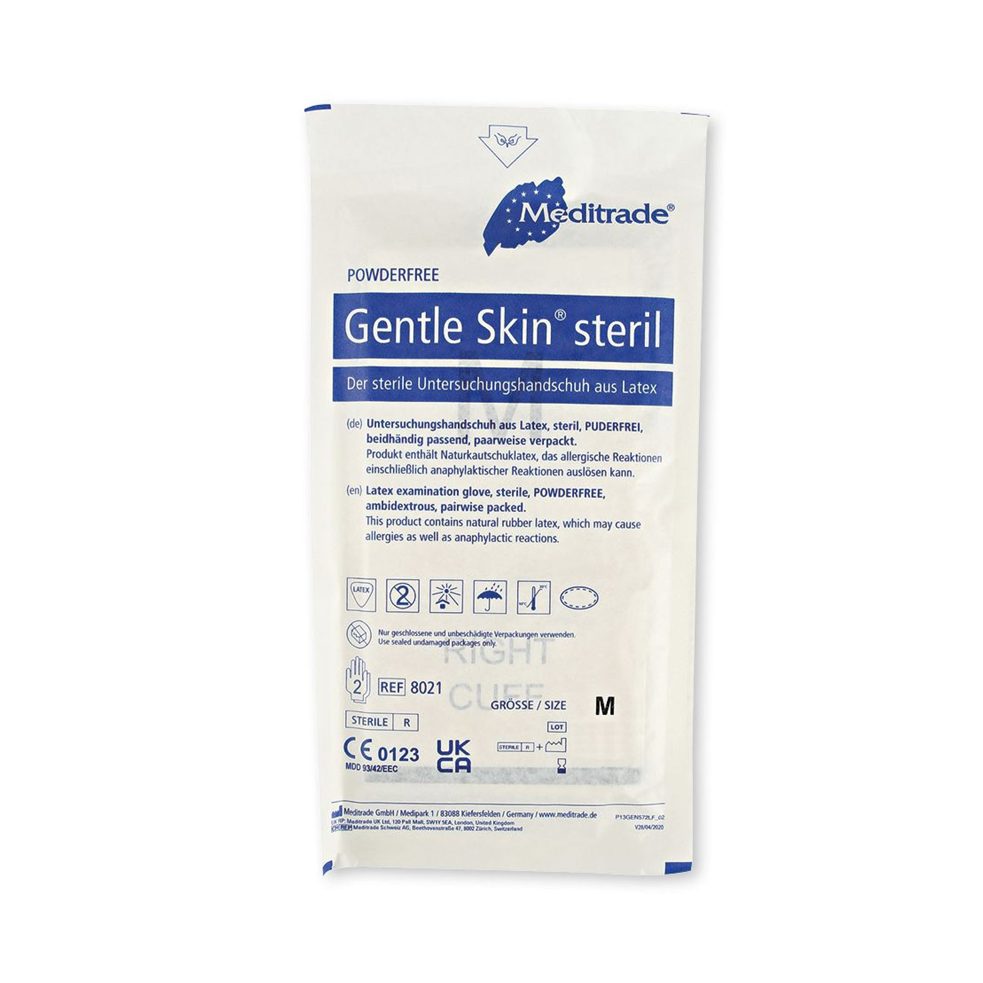 Meditrade Gentle Skin steril Latexhandschuhe weiß puderfrei, VE 200 Paar
