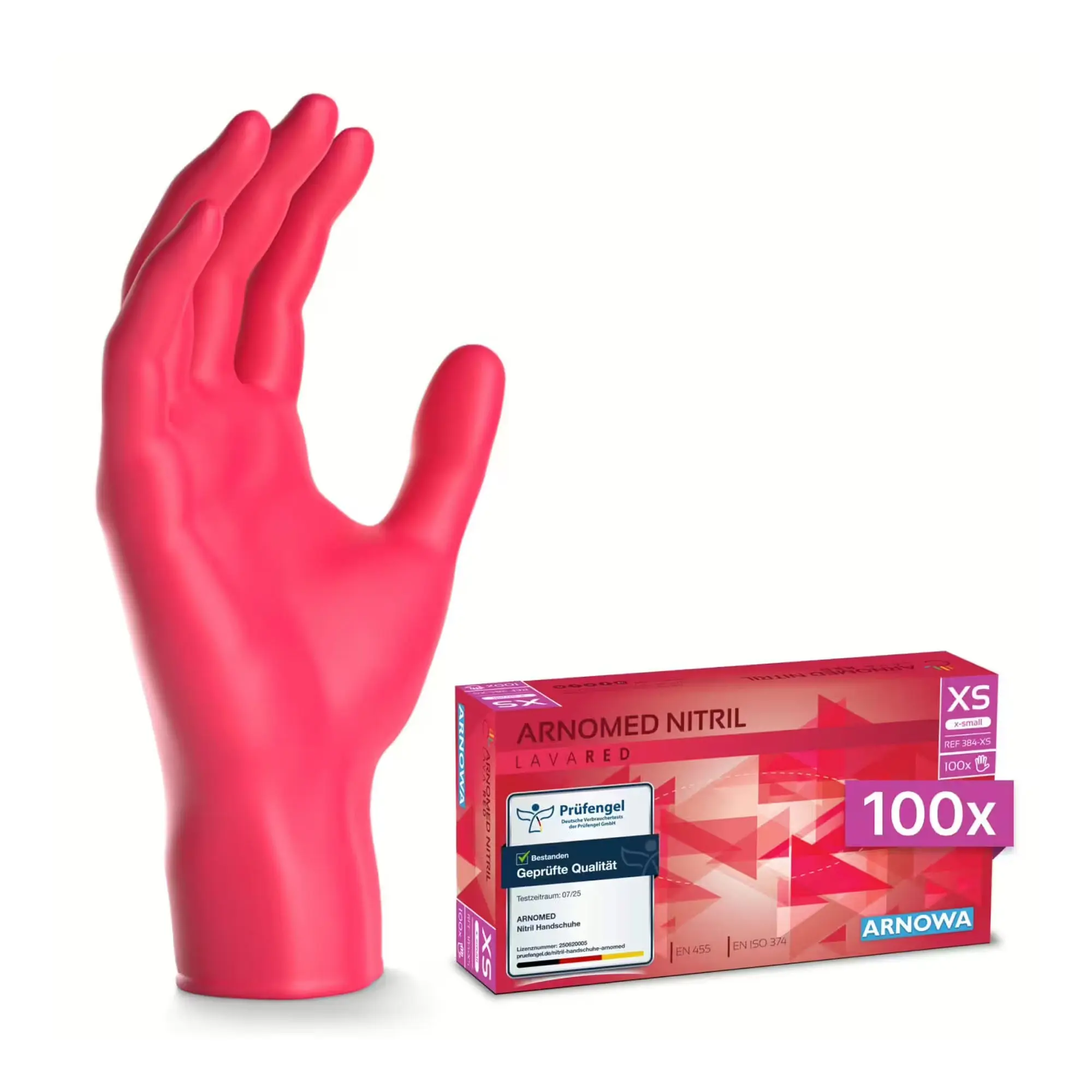 ARNOMED RAINBOW NITRIL LAVA RED Nitrilhandschuhe rot puderfrei, latexfreie Einmal-Untersuchungshandschuhe aus Nitril für Medizin, Pflege und Labor, VE 100 Stück