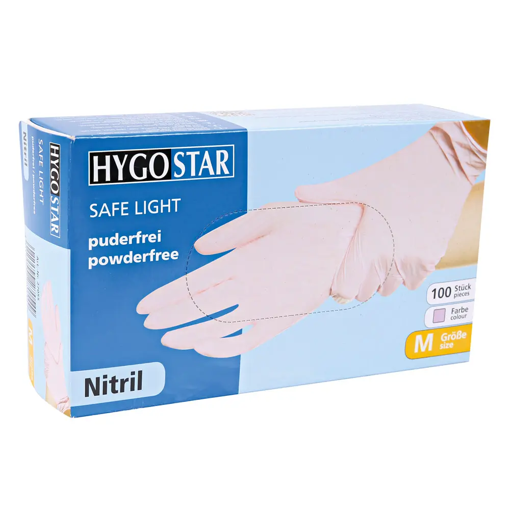 Hygostar Safe Light Nitrilhandschuhe rosa puderfrei aus Nitril, strapazierfähige Einweghandschuhe für medizinische und hygienische Anwendungen, VE 1000 Stück