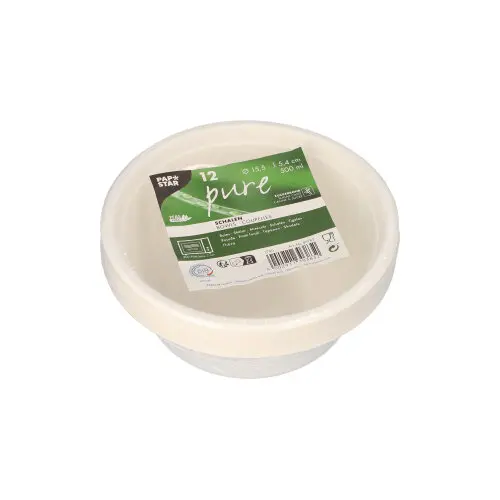 PAPSTAR Schalen, Zuckerrohr "pure" 500 ml Ø 15,5 cm, 5,4 cm weiß
