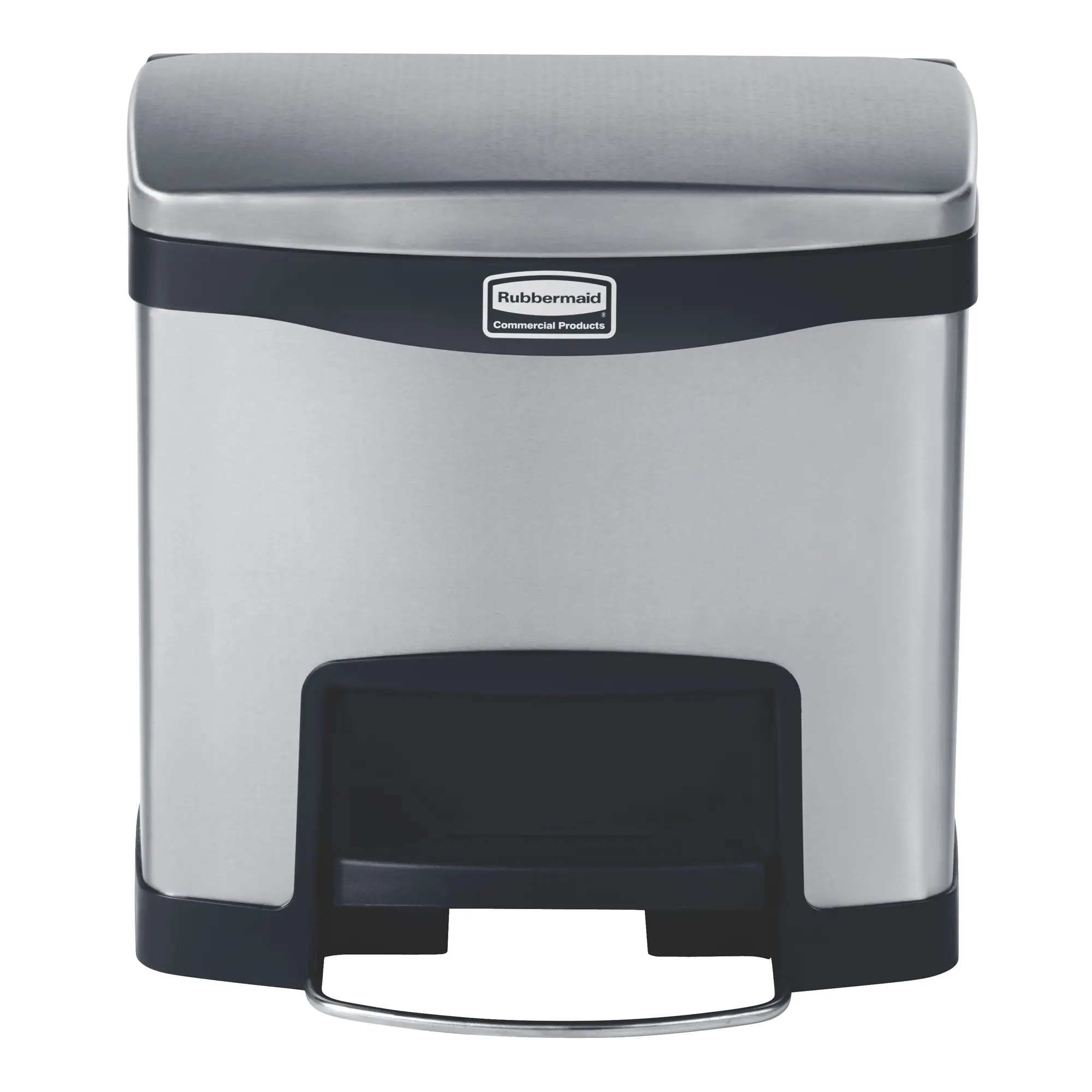 Rubbermaid Slim Jim Step on Edelstahl Abfallbehälter 15 Liter Front Step mit robustem Fußpedal und leise schließendem Deckel von Rubbermaid