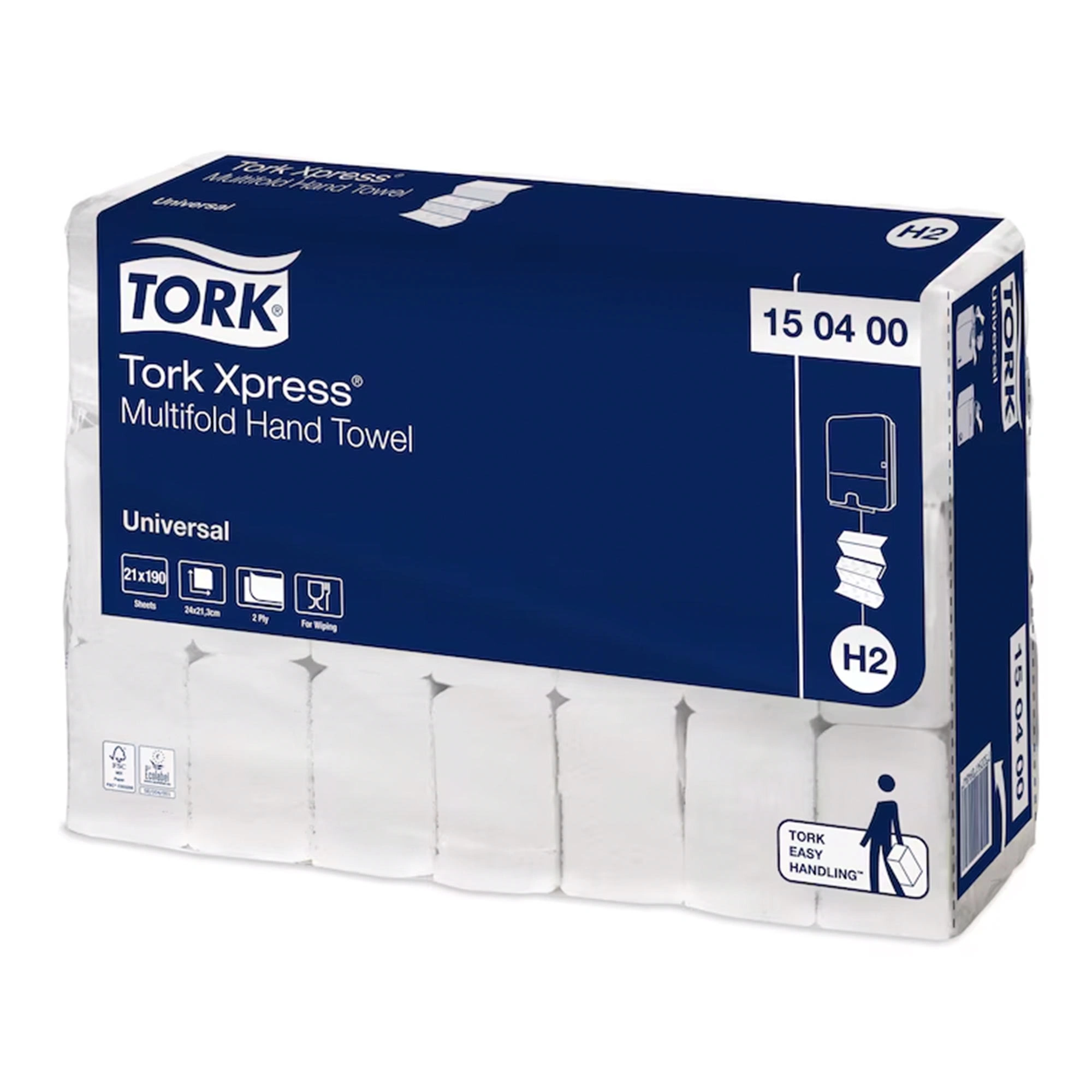 Tork 150400 Xpress Multifold-Handtücher 24 x 21,3 cm, 2-lagig, weiß