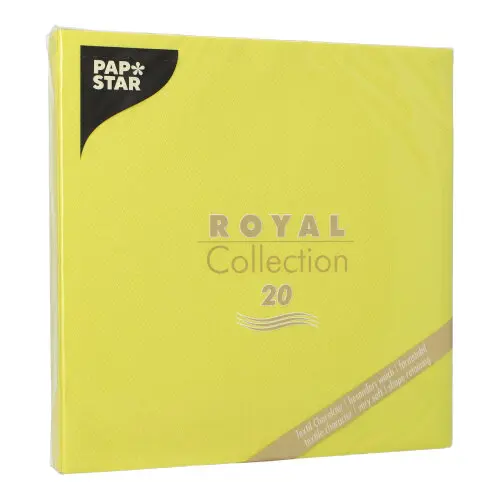 PAPSTAR Servietten "ROYAL Collection" 1/4-Falz 40 x 40 cm limonengrün, weiche Premium-Servietten in Stoffoptik, industriell kompostierbar, umweltfreundlich zertifiziert, 20 Stück je Packung