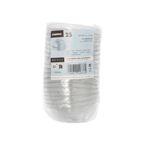 Starpak Dom-Deckel für Suppenbecher PET rund Ø 9,8 cm, 4 cm transparent von PAPSTAR, glasklare To-go-Deckel im Pack mit 25 Stück, Artikel 37248
