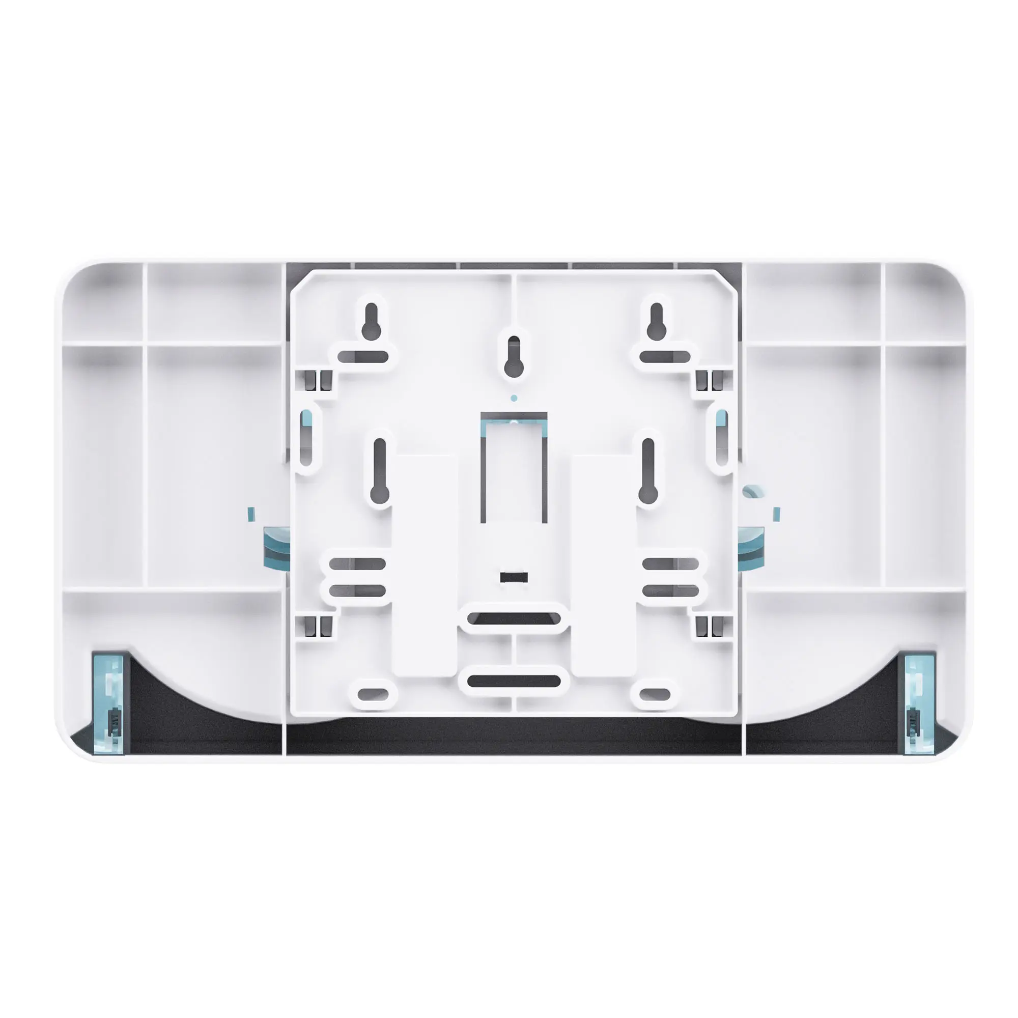 Satino by Wepa HYGINITY Doppel-Toilettenpapierspender Mini-Jumbo Centerfeed CF2, geöffneter Spender mit Halterungen für zwei Mini-Jumborollen und Centerfeed-System, Kunststoffgehäuse mit seitlichen Fächern in Weiß