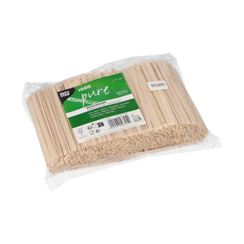PAPSTAR Rührstäbchen, Holz "pure" 11 cm x 5 mm, 10 x 1000 Stück