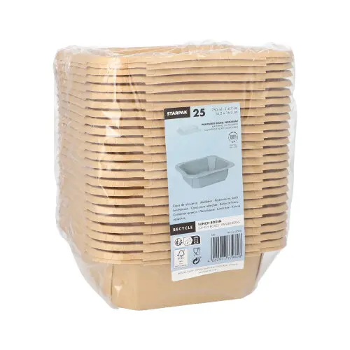 Starpak Lunchboxen, Pappe eckig 750 ml 4,7 cm x 16,2 cm x 16,2 cm braun
