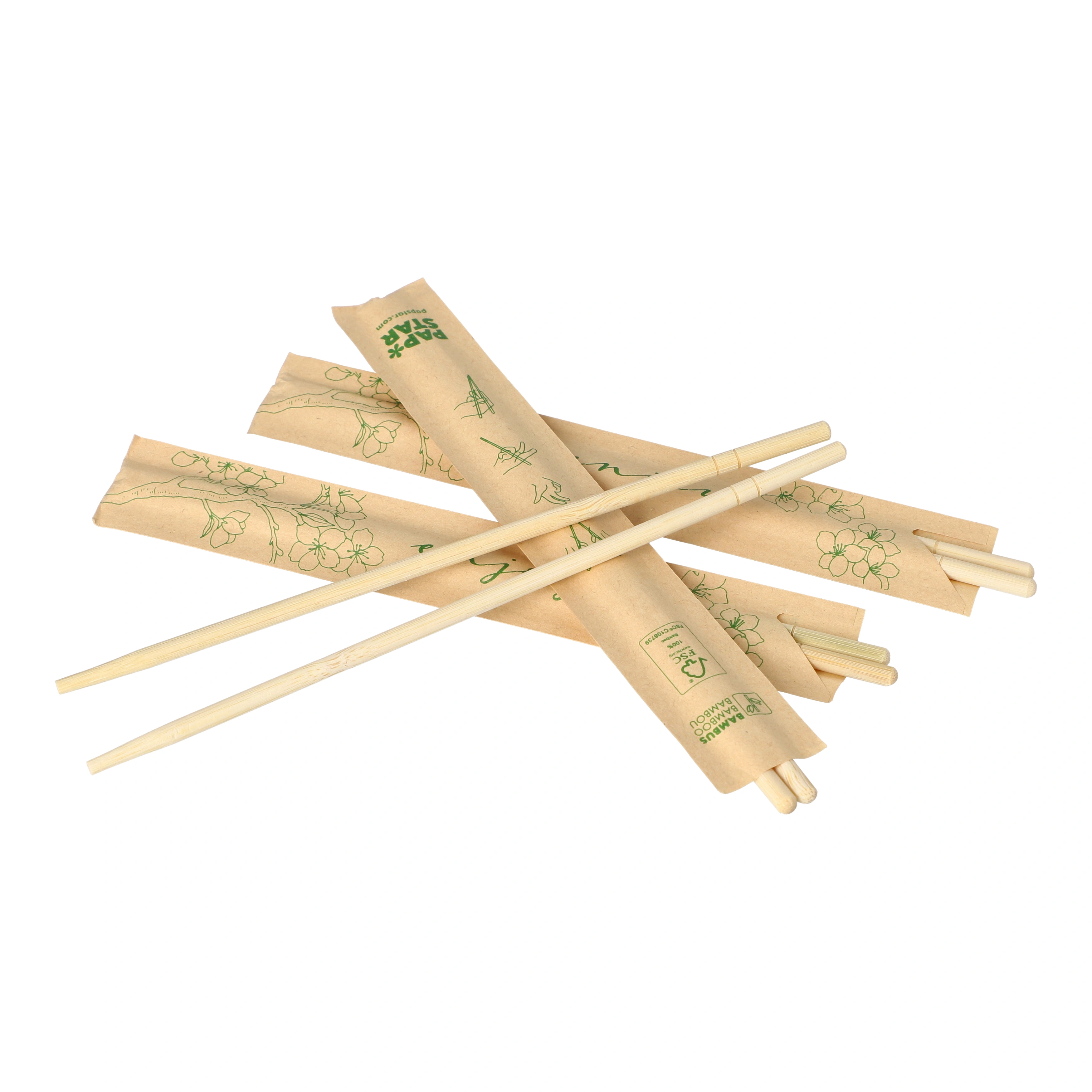 PAPSTAR Essstäbchen Bambus "ASIA" rund 19,5 cm einzeln gehüllt, 10 x 100 Paar