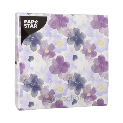 PAPSTAR Servietten, 3-lagig 1/4-Falz 33 cm x 33 cm "Aquarell Flowers", 10 x 20 Stück