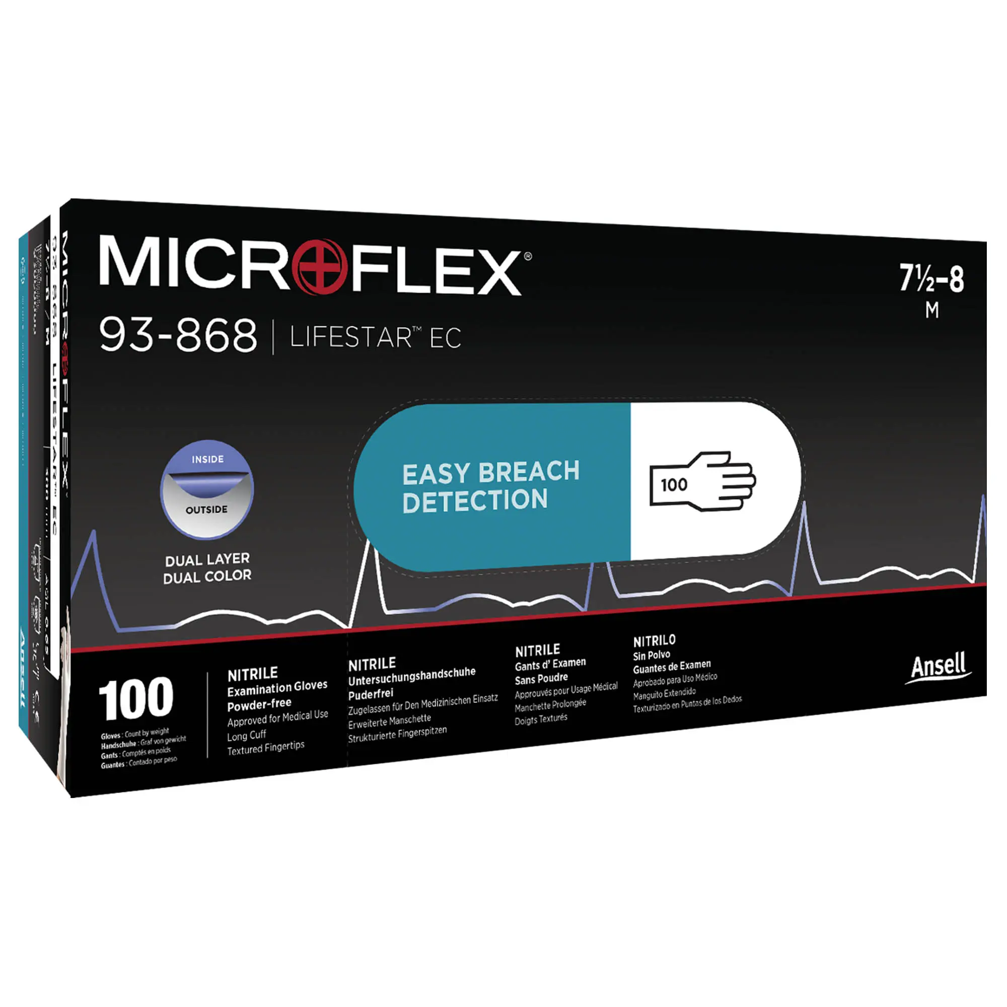 Ansell Microflex 93-868 Nitrilhandschuhe weiß/blau puderfrei, VE 1000 Stück