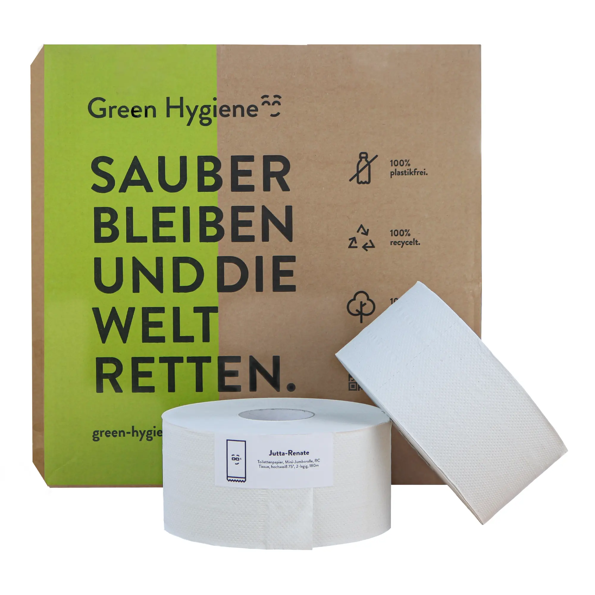 Green Hygiene JUTTA-RENATE Toilettenpapier Mini Jumbo Großrolle 2-lagig, 818 Blatt