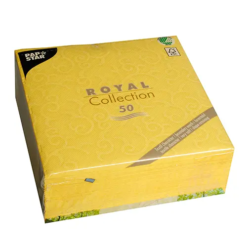 PAPSTAR Servietten "ROYAL Collection" 1/4-Falz 40 x 40 cm gelb "Casali", Premium-Servietten in Stoffoptik, weich, formstabil, FSC- und Nordic-Ecolabel-zertifiziert, Art.-Nr. 84881