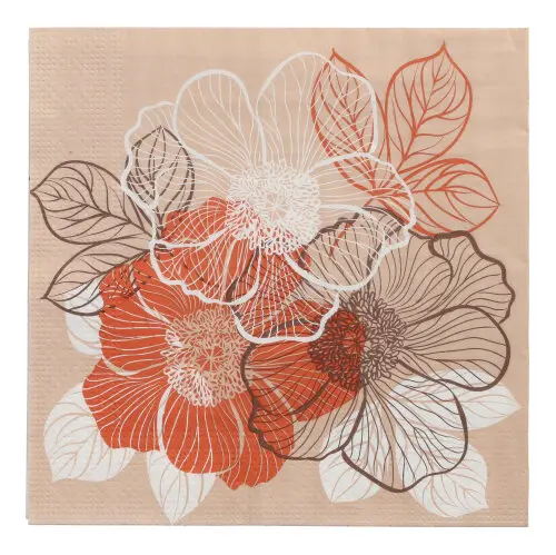 PAPSTAR Servietten, 3-lagig 1/4-Falz 33 x 33 cm Bouquet mit orange-weißen Blumenmotiven, umweltfreundliche Tissue-Deko-Servietten FSC-zertifiziert