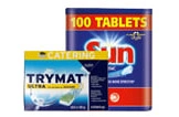 Trymat Ultra Geschirrreiniger und Sun Geschirrspültabs im Set für professionelle Spülmaschinen, 100 Tabs, Artikelnummer 100TABLETS-TRYMAT