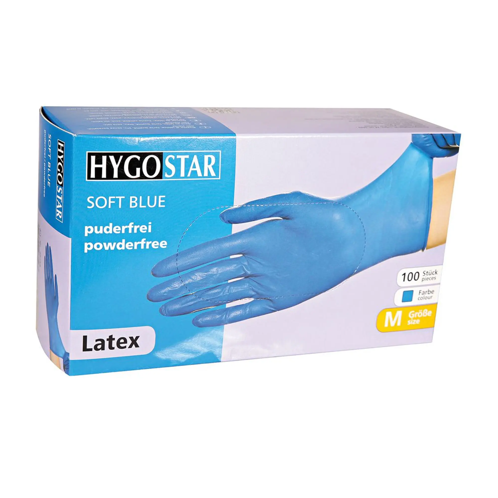 Hygostar Soft Blue Latexhandschuhe blau puderfrei, VE 1000 Stück – schwere Latex Einmalhandschuhe für sicheren Hygieneeinsatz in der Lebensmittelindustrie
