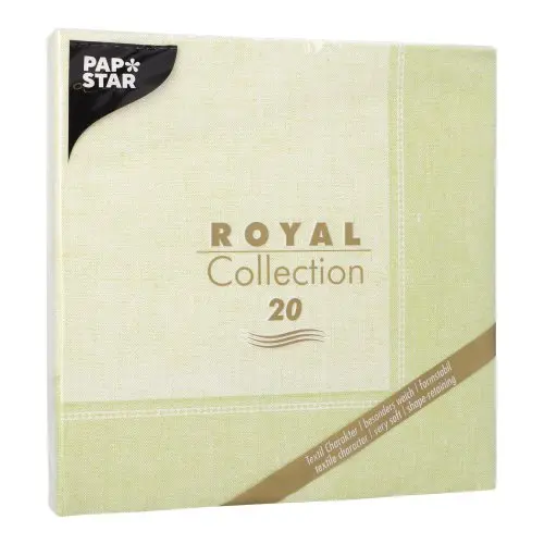 PAPSTAR Servietten "ROYAL Collection" 1/4-Falz 40 x 40 cm hellgrün "Linum", stoffähnliche Premium-Tissue Dekorservietten FSC-zertifiziert, 8 x 20 Stück