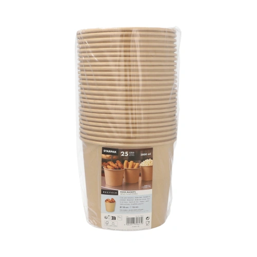 Starpak Food-Buckets 2800 ml Ø 18 cm, 16 cm braun, 4 x 25 Stück