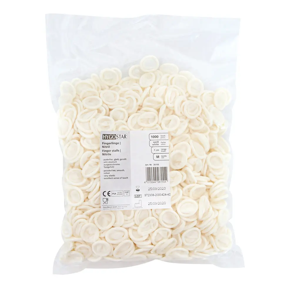 Hygostar Nitril-Fingerlinge weiß puderfrei, VE 15000 Stück
