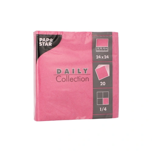 PAPSTAR Servietten "DAILY Collection" 1/4-Falz 24 cm x 24 cm fuchsia, 20 x 20 Stück