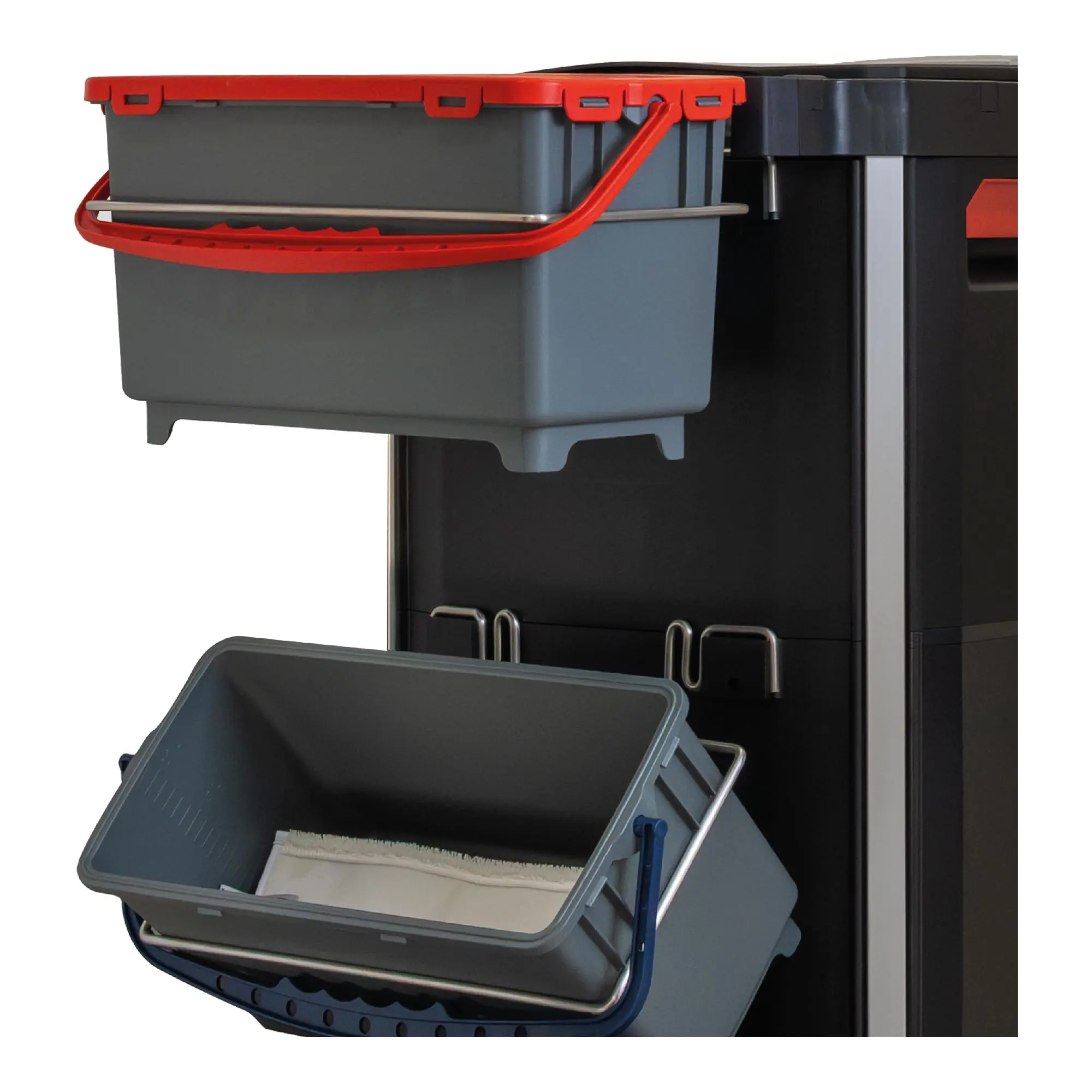 Sprintus VariX ZERO XL CDB Reinigungs- und Desinfektionswagen mit zwei 22-Liter-Mopp-Boxen, farbcodierten Eimern und geschlossenem Stauraum für professionelle Gebäudereinigung