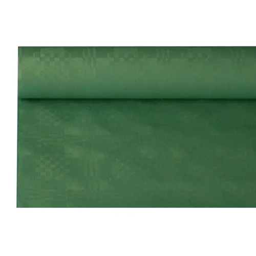 PAPSTAR Papiertischtuch mit Damastprägung 8 m x 1,2 m dunkelgrün auf Rolle für festliche Tafeln, Stärke 39 g/m², Artikel 18599