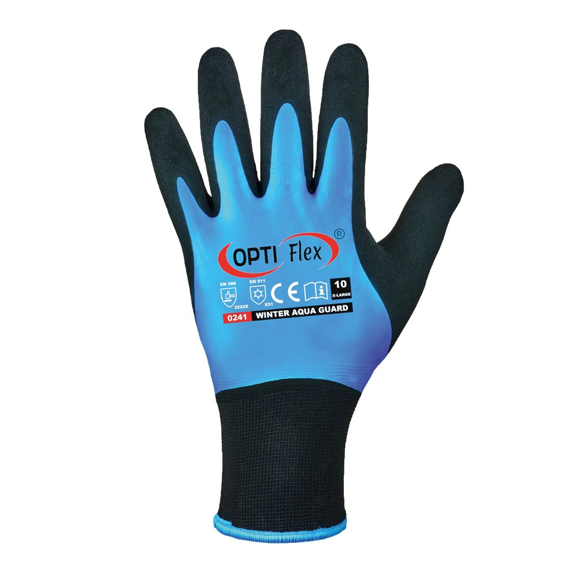 Optiflex Winter Aqua Guard 0241 Kälteschutzhandschuhe mit Latex-Beschichtung blau/schwarz, VE 60 Paar