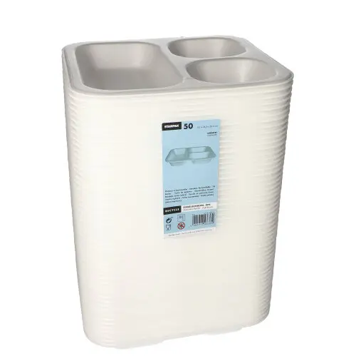 Starpak Siegelschalen, XPS 3-geteilt 1150 ml 4,2 cm x 24,5 cm x 26,5 cm weiß laminiert