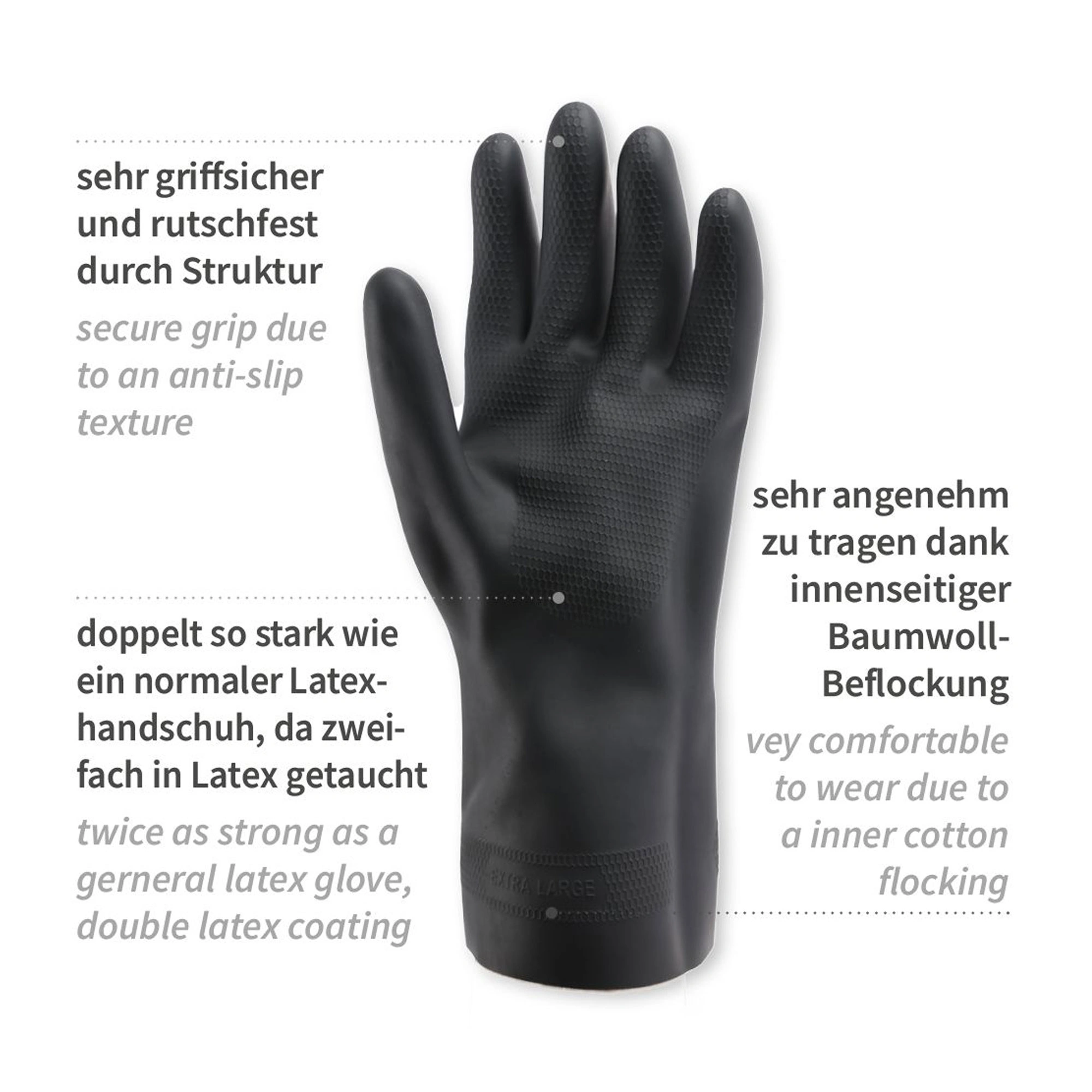 Hygostar Nova Super 75 Chemikalienschutzhandschuhe mit Latex-Beschichtung schwarz, VE 50 Paar