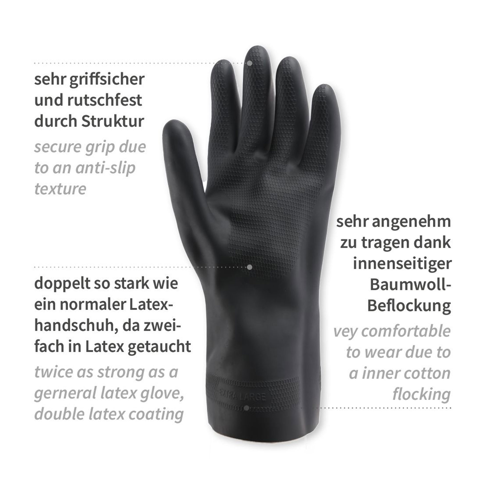 Hygostar Nova Super 75 Chemikalienschutzhandschuhe mit Latex-Beschichtung schwarz, VE 50 Paar