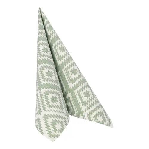 PAPSTAR Servietten "ROYAL Collection" 1/4-Falz 40 x 40 cm dunkelgrün Ethnic Look, hochwertige Premium-Serviette in Stoffoptik mit Ethno-Muster für festliche Tischdekoration