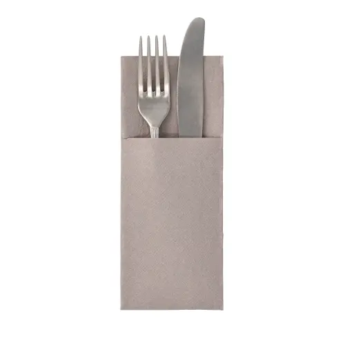 PAPSTAR Servietten "ROYAL Collection" 40 x 30 cm grau mit Besteckfalz, stoffähnliches Premium-Tissue für Besteck, FSC-zertifiziert, Artikel 89158