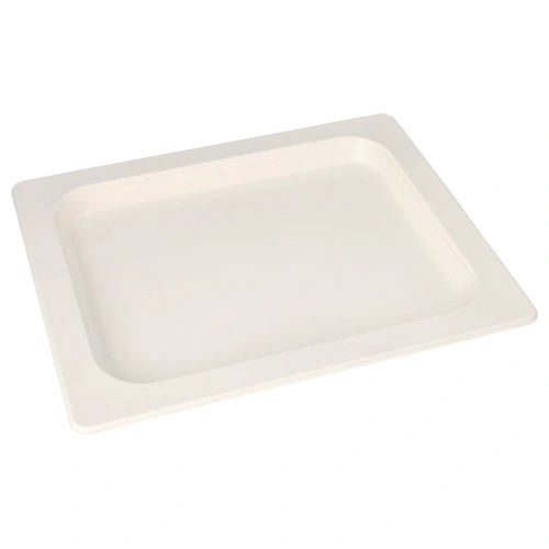 PAPSTAR Servierplatten, Zuckerrohr GN 1/2 2 cm x 32,4 cm x 26,4 cm weiß, 4 x 25 Stück