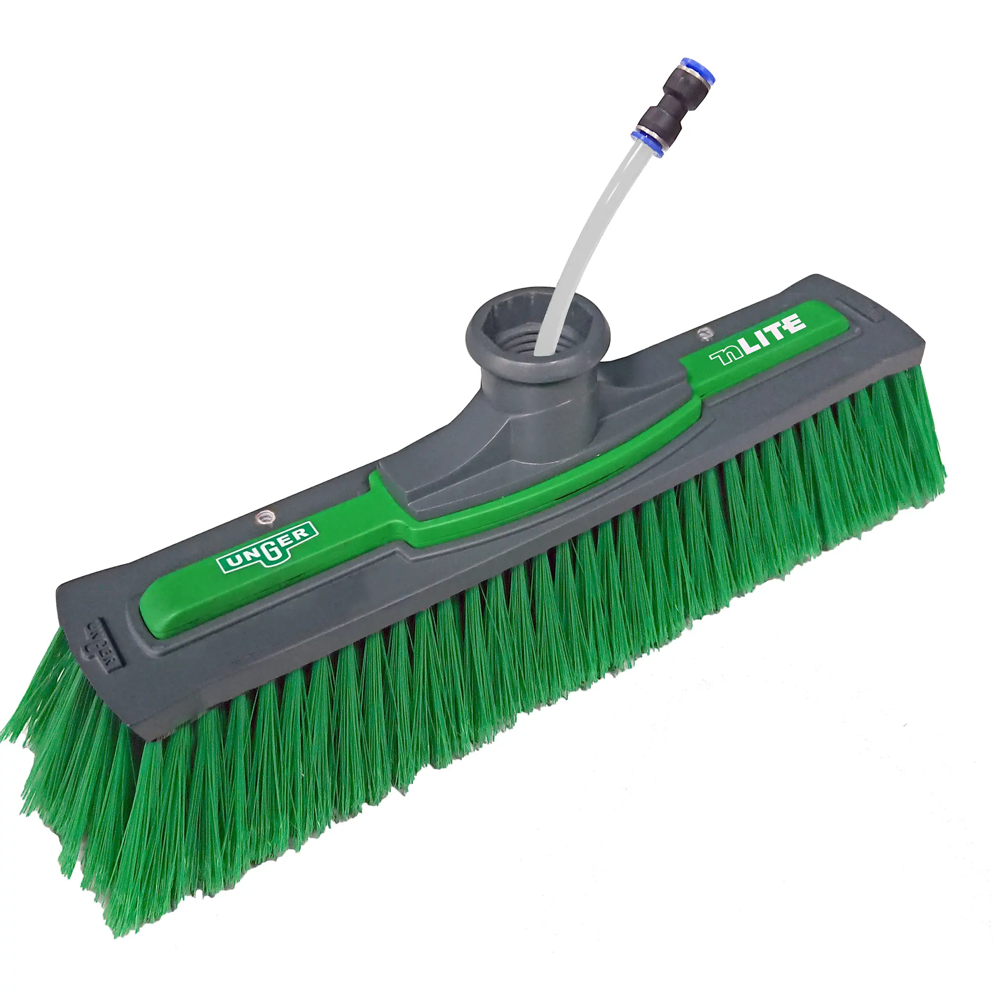 Unger nLITE Power Bürste einfach grün von Unger mit Wasserzufuhr und schwenkbarem Bürstensockel für effiziente Glas- und Fassadenreinigung