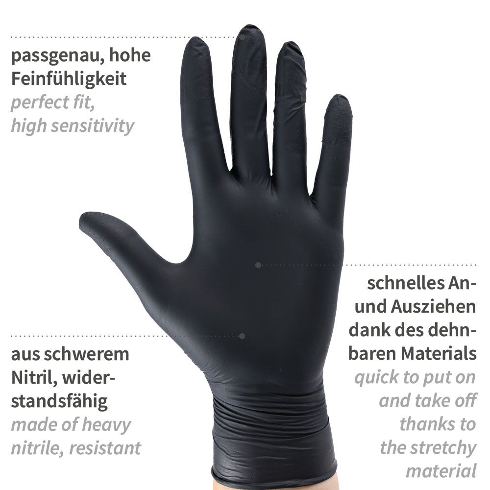 Hygostar Extra Safe Super Stretch Nitrilhandschuhe schwarz puderfrei, VE 1000 Stück