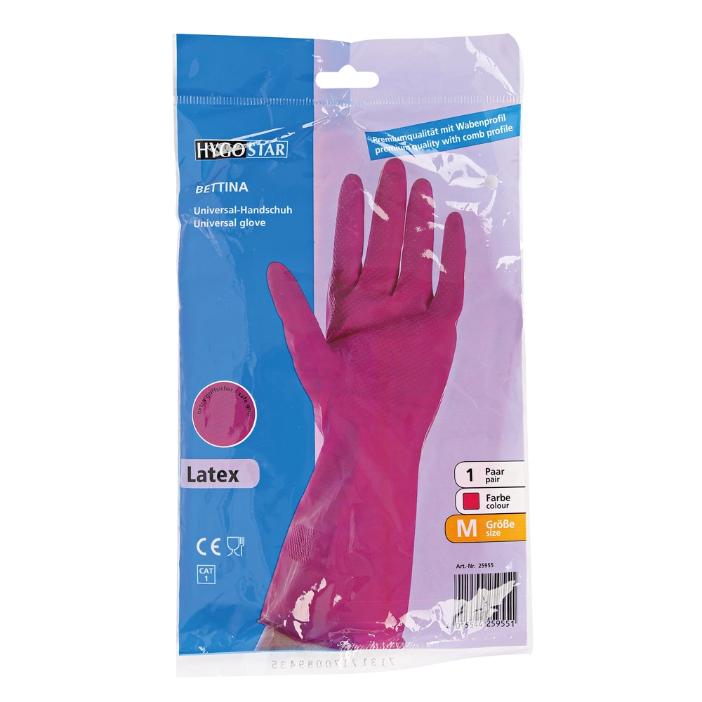 Hygostar Bettina Latex Haushaltshandschuhe pink, VE 144 Paar